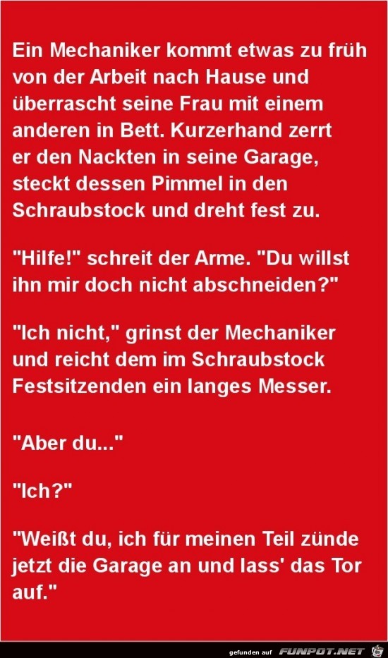 ein Mechaniker kommt früher nach Hause.. ein Mechaniker kommt früher nach Hause..