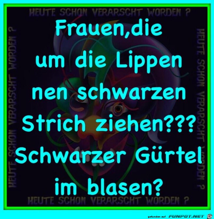 Frauen die um die Lippen einen schwarzen Strich ziehen