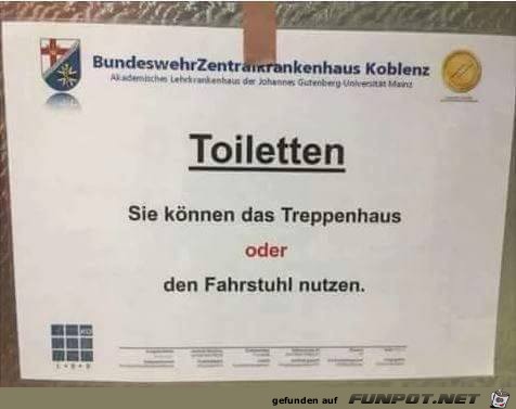 Toiletten im BwZK Toiletten im BwZK