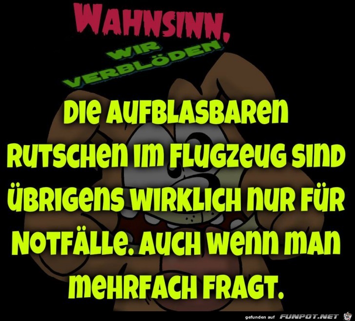 Die aufblasbaren Rutschen im Flugzeug