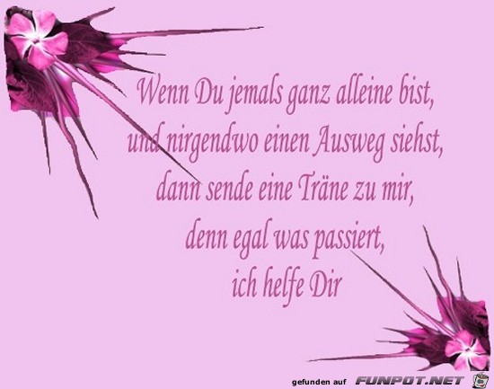 wenn du jemals ganz alleine bist...... wenn du jemals ganz alleine bist......