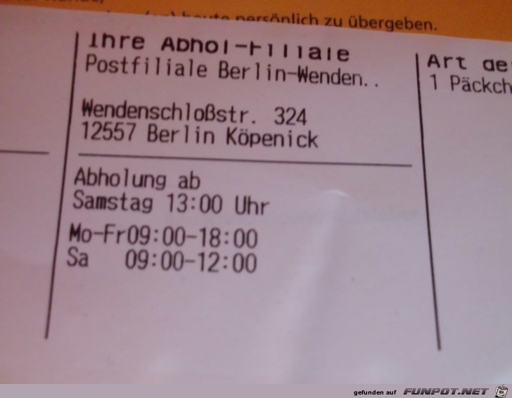 nach Ladenschluss abholen nach Ladenschluss abholen