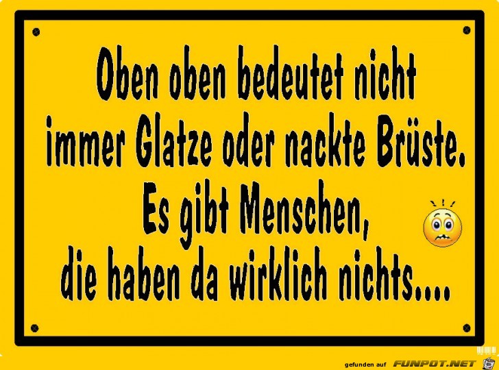 Schild oben ohne