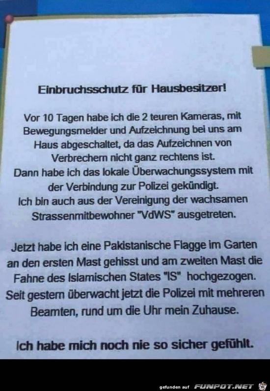 Einbruchschutz fr Hausbesitzer.......