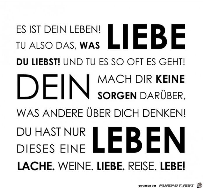 Liebe dein Leben Liebe dein Leben