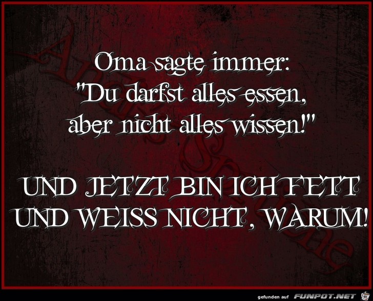 Oma sagte immer Oma sagte immer