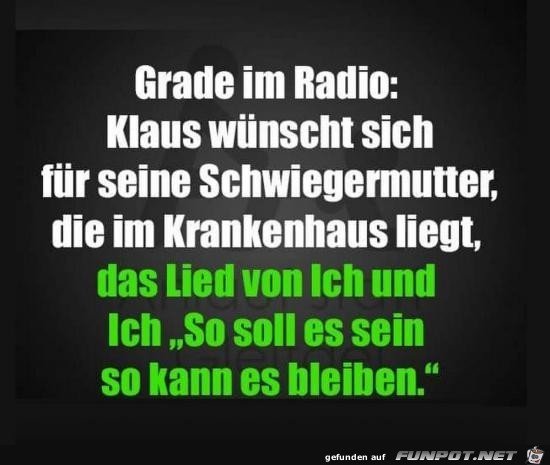 grade im Radio......