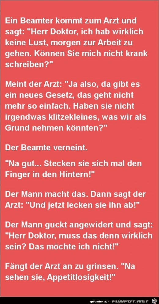 ein Beamter kommt zum Arzt......