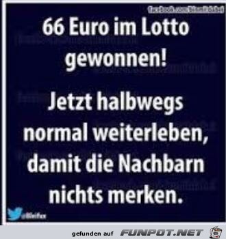 66 Euro im Lotto gewonnen