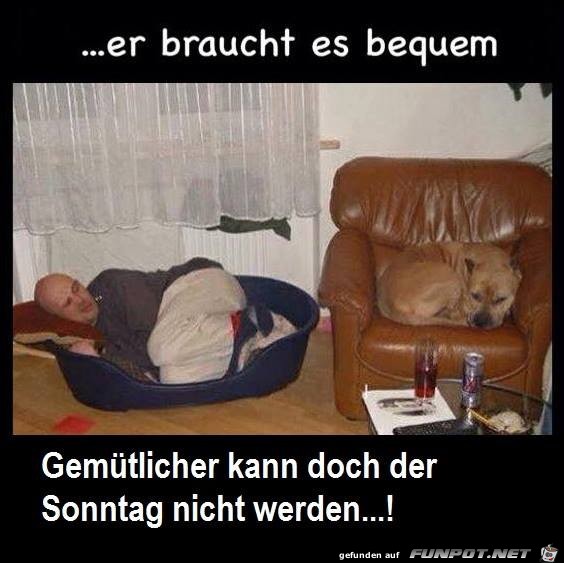 Er braucht es bequem