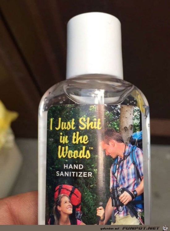 Super Spruch auf der Desinfektionsflasche Super Spruch auf der Desinfektionsflasche