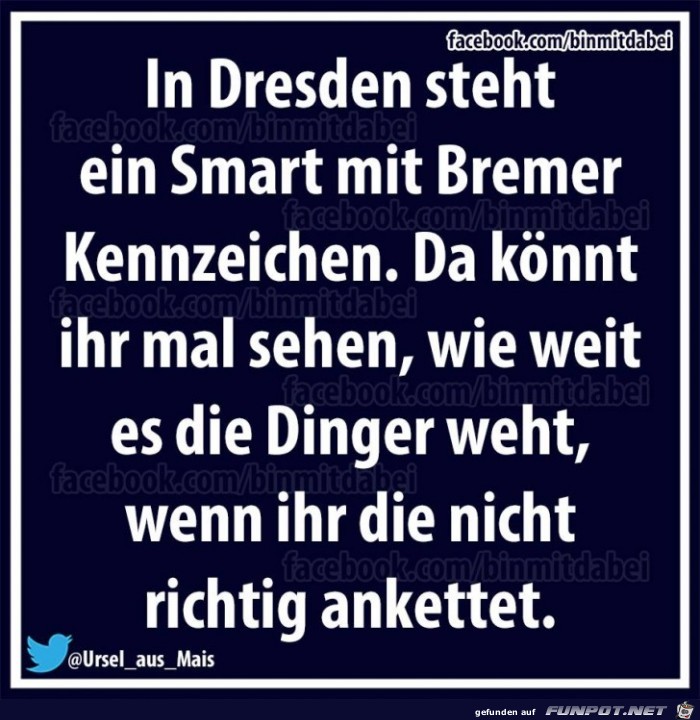 Wenn ein Bremer Smart in Dresden steht Wenn ein Bremer Smart in Dresden steht