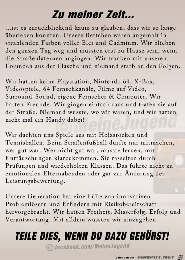 Zu meiner Zeit Zu meiner Zeit