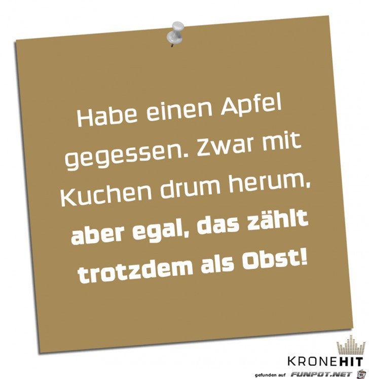 Hab einen Apfel gegessen