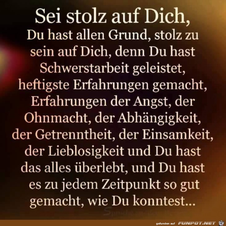 Sei stolz auf dich Sei stolz auf dich