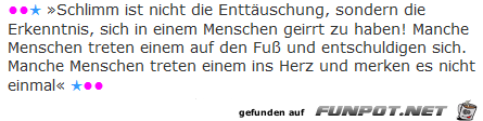 schlimm ist nicht die Enttäuschung....... schlimm ist nicht die Enttäuschung.......