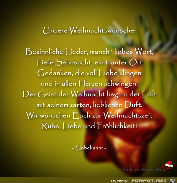 unsere Weihnachtswnsche ......