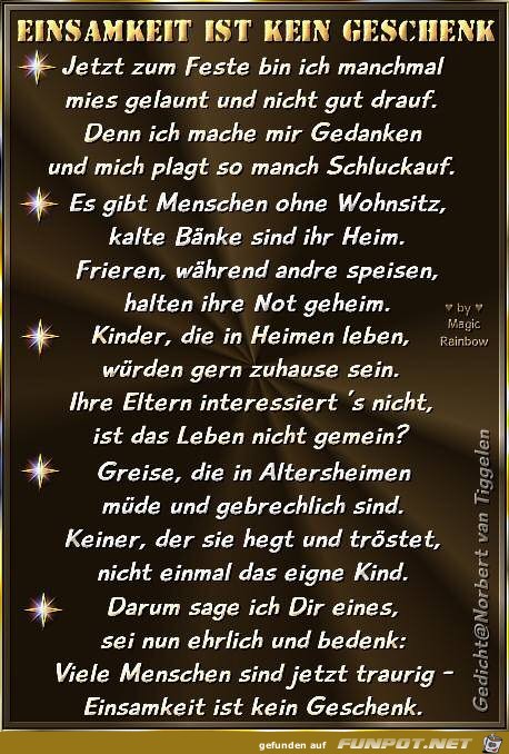 einsamkeit ist kein geschenk ..... einsamkeit ist kein geschenk .....
