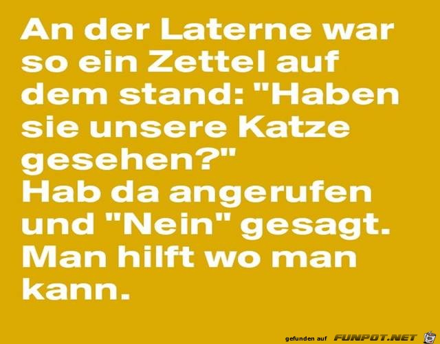 an der Laterne war ein Zettel......