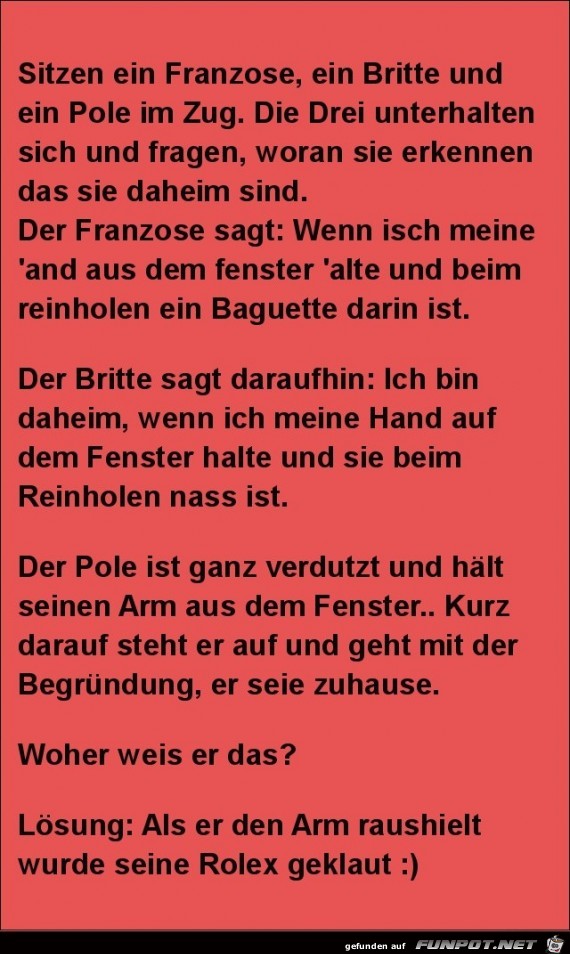 ein Franzose, ein Brite und ein Pole im Zug......