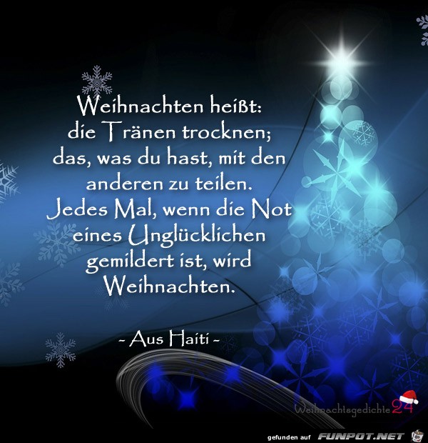 Weihnachten heisst......