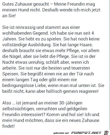 Gutes Zuhause gesucht Gutes Zuhause gesucht