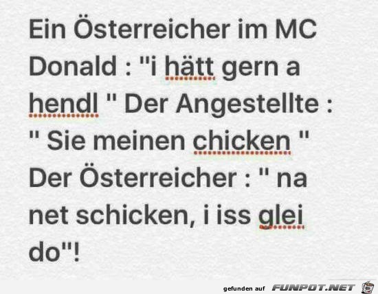 ein sterreicher im MC Donald.....