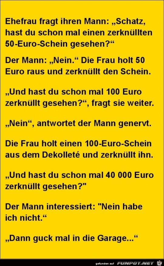 Ehefrau fragt ihren Mann....... Ehefrau fragt ihren Mann.......