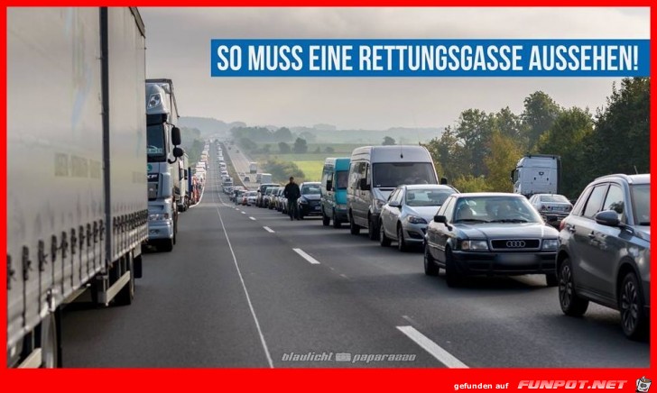 So muss eine Rettungsgasse aussehen So muss eine Rettungsgasse aussehen
