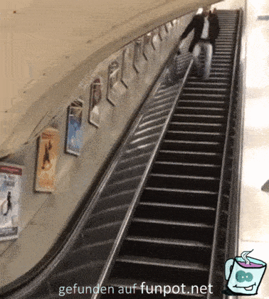 der Typ auf der Rolltreppe