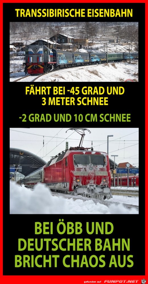 Unterschied Eisenbahnen im Winter