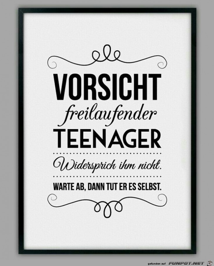 Vorsicht freilaufender Teenager Vorsicht freilaufender Teenager