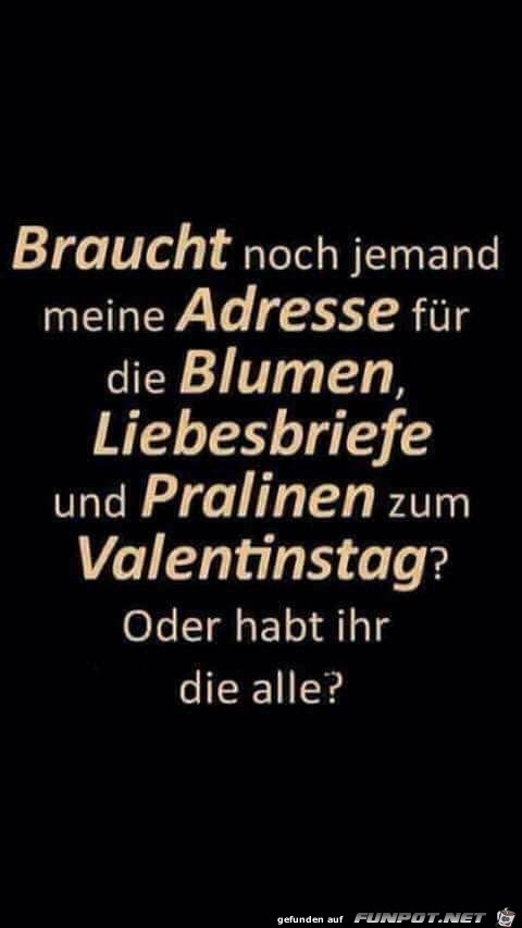 Braucht noch jemand meine Adresse? Braucht noch jemand meine Adresse?