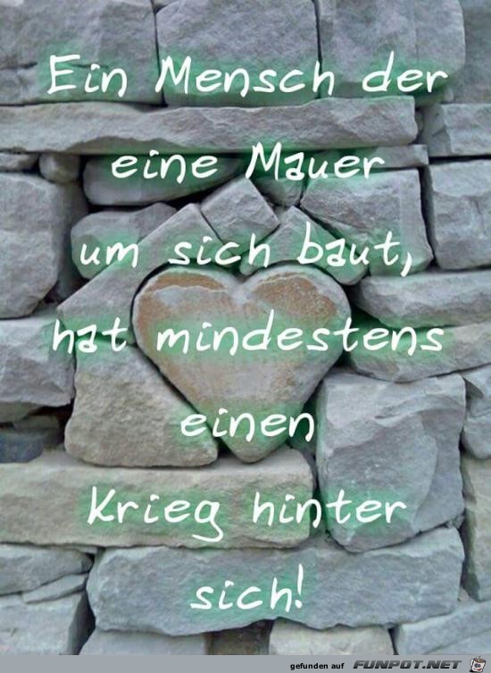 ein Mensch, der eine Mauer um sich baut.....