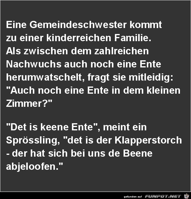 eine Gemeindeschwester kommt zu einer kinderreichen Familie.