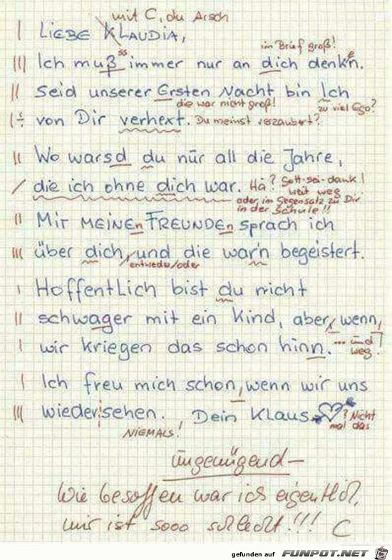 Korrigierter Liebesbrief Korrigierter Liebesbrief