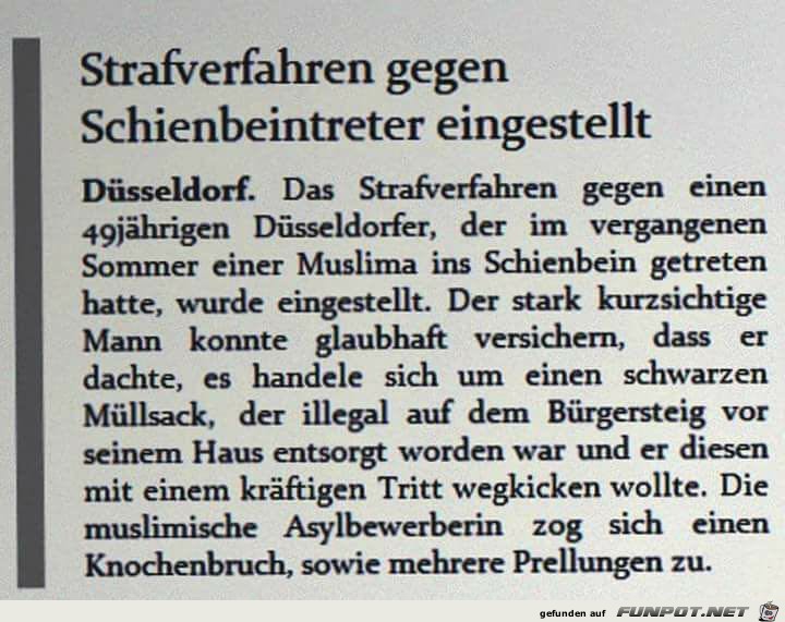 Strafverfahren gegen Schienbeintreter eingestellt Strafverfahren gegen Schienbeintreter eingestellt