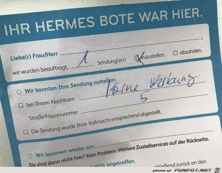 Hermes Bote war da Hermes Bote war da