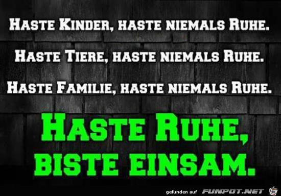 haste Kinder, haste niemals Ruhe.......