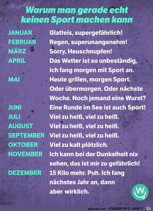 Warum ich gerade keinen Sport machen kann