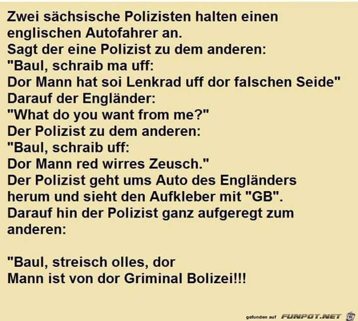 Polizeikontrolle eines englischen Autofahrer's