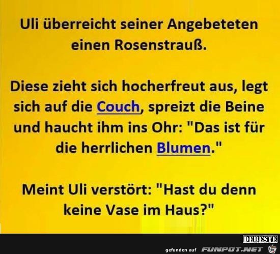 Ulli überreicht seiner Angebetenden....... Ulli überreicht seiner Angebetenden.......