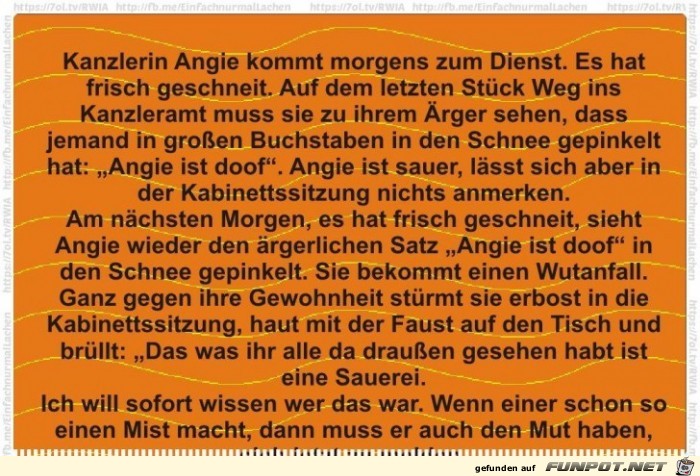 Kanzlerin Angie kommt morgens Kanzlerin Angie kommt morgens