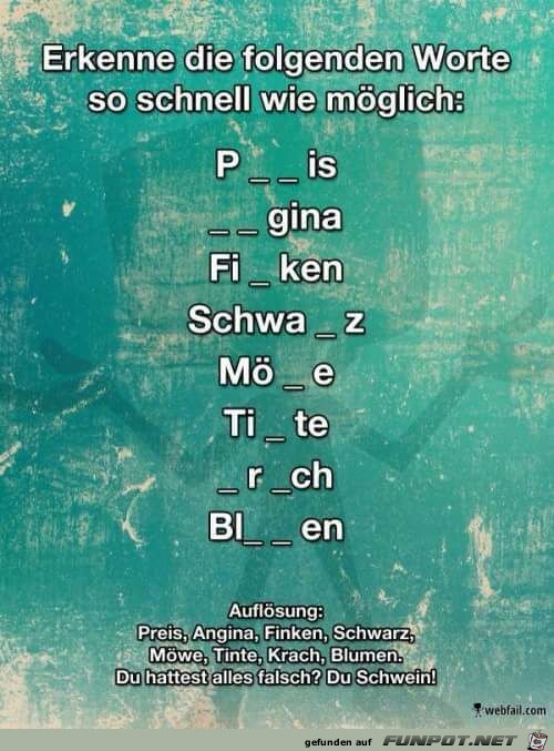 Erkenne die Worte Erkenne die Worte