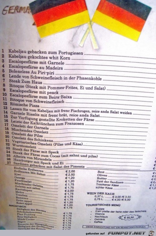 Speisekarte Speisekarte