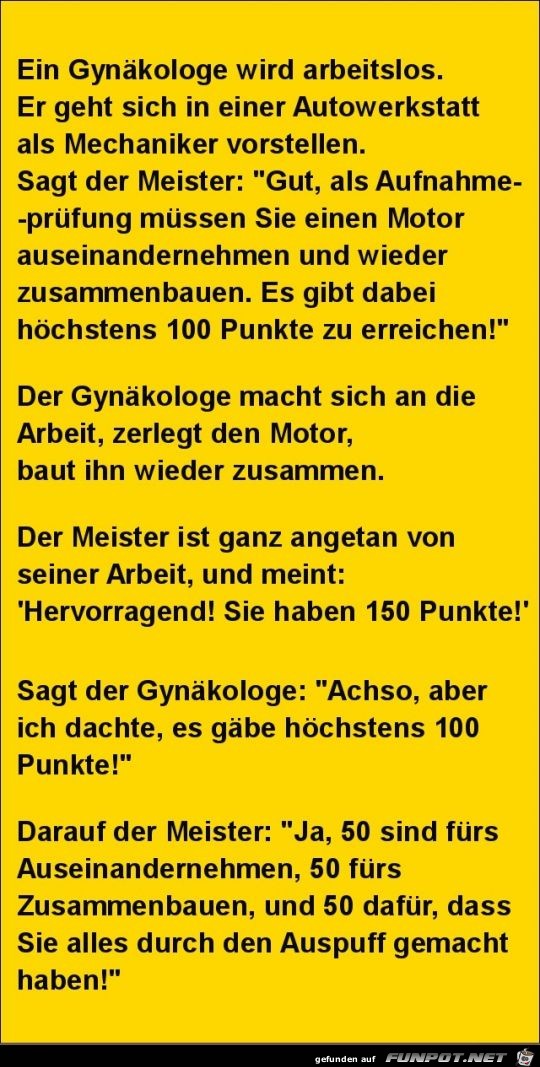 ein Gynkologe wird arbeitslos......