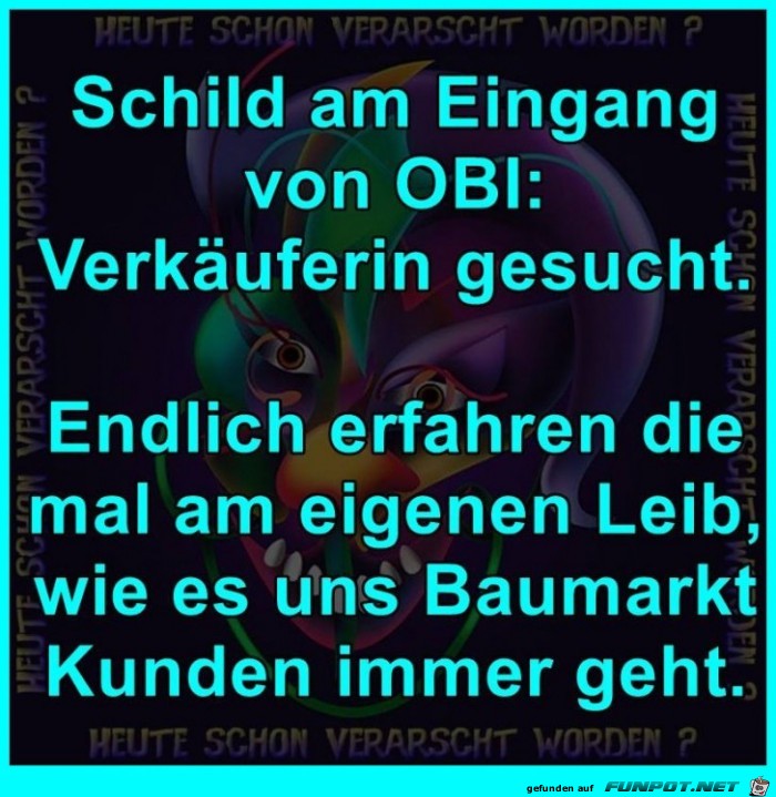 Schild bei OBI