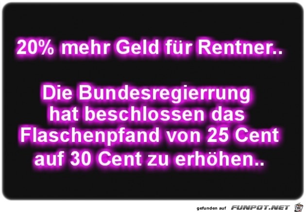 Mehr Geld fuer Rentner