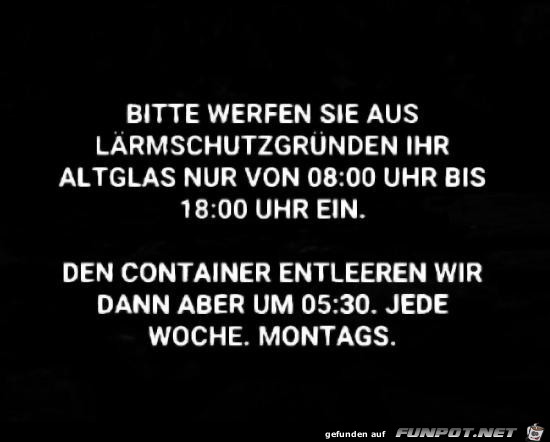 aus Lärmschutzgründen........ aus Lärmschutzgründen........
