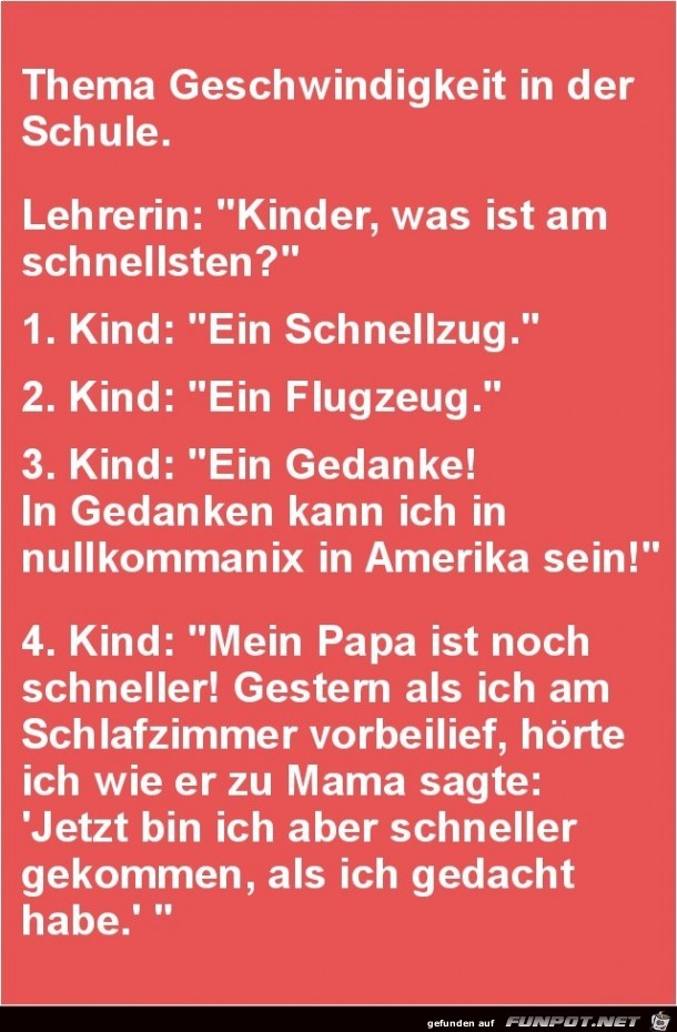 Geschwindigkeit in der Schule......